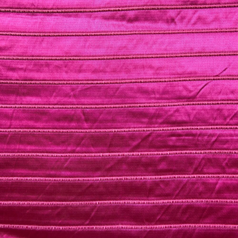 Embroidered stripe satin fabric yardage fuschia hot pink